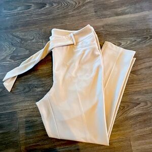 Beige Stretch Belted Trousers